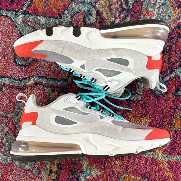 Nike | Women’s white/orange/turquoise Air Max 270 React Sneakers, size 10 - Picture 8 of 13